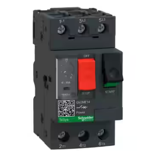 GV2ME14 - Motor circuit breaker, TeSys GV2, 3P, 6-10 A, thermal magnetic, screw clamp terminals