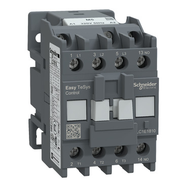LC1E1810M7 | Contactor,Easy TeSys Control,LC1E,3P(3NO),AC-3,<=440V,18A,220V AC coil,50Hz,1NO auxiliary contact