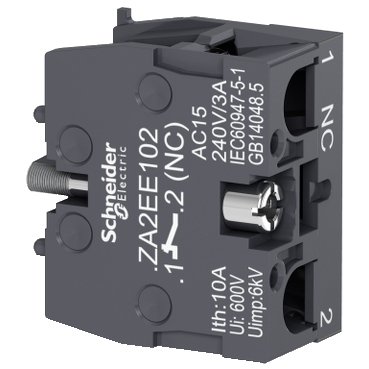 ZA2EE102 - Single contact block for head Ø22, 1 NC