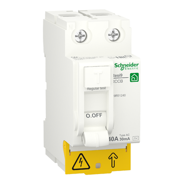 R9R51240 - Residual current circuit breaker (RCCB), Resi9, 2P, 40A, AC type, 30mA Schneider Electric