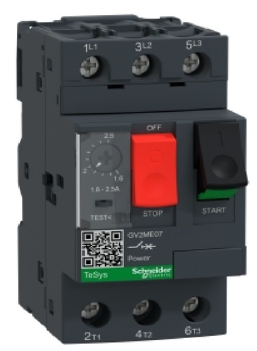 GV2ME06 | Motor circuit breaker, TeSys GV2, 3P, 1-1.6 A, thermal magnetic, screw clamp terminals