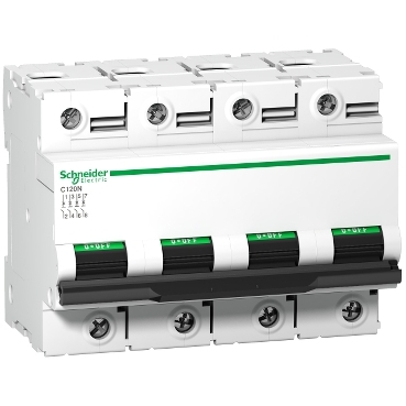 A9N18480 | Miniature circuit-breaker, Acti9 C120H, 4P, 100 A, C curve, 15000 A (IEC 60898-1), 15 kA (IEC 60947-2) Schneider Electric